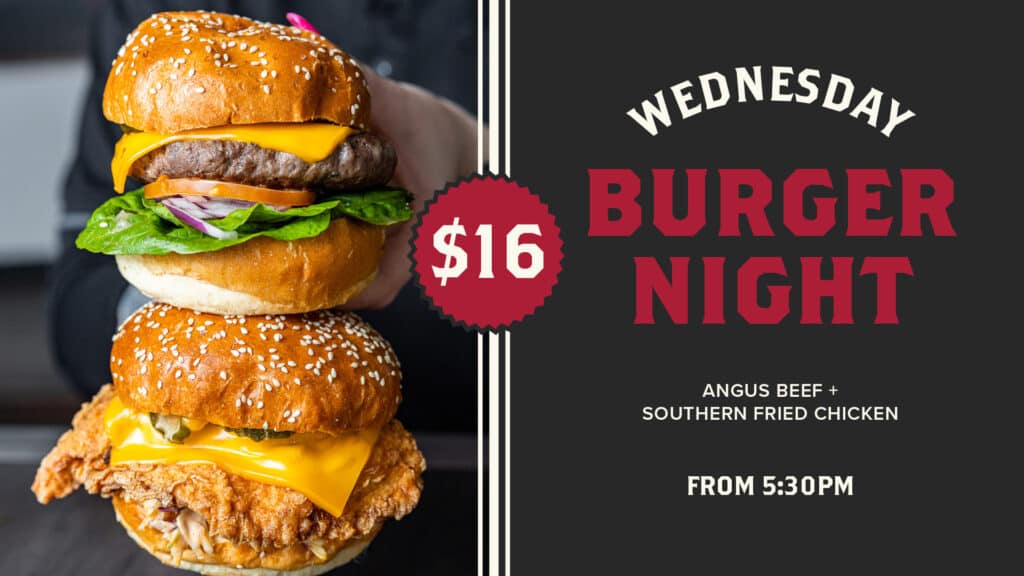 Wednesday burger night promo